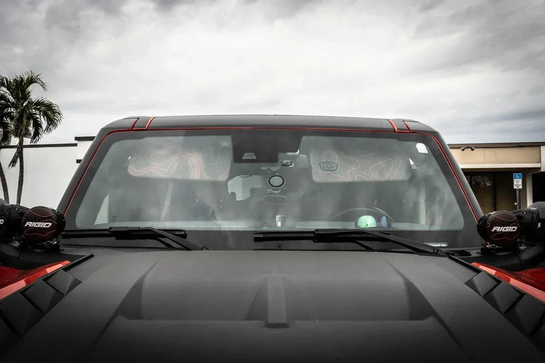 Topographic Interior Sun Visor Overlays - 2024+ Ranger Raptor (with Homelink)