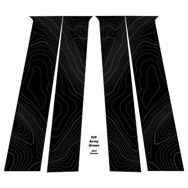 Topographic B Pillar Overlays - 2024+ Tacoma Double Cab / 2025+ 4Runner