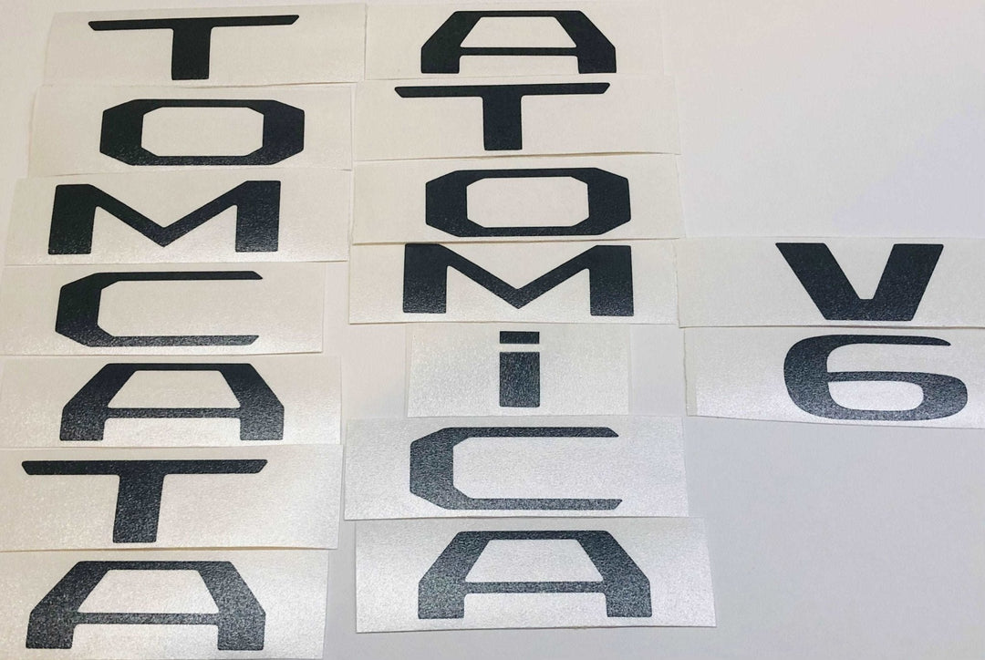 Premium Cast Matte Black Vinyl Decal Letter Inlays for 2016-2023 Tacoma Emblems