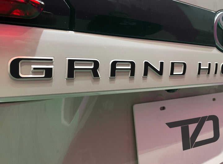 Premium Cast Vinyl Decal Letter Inlays for 2024-2026 Grand Highlander Liftgate