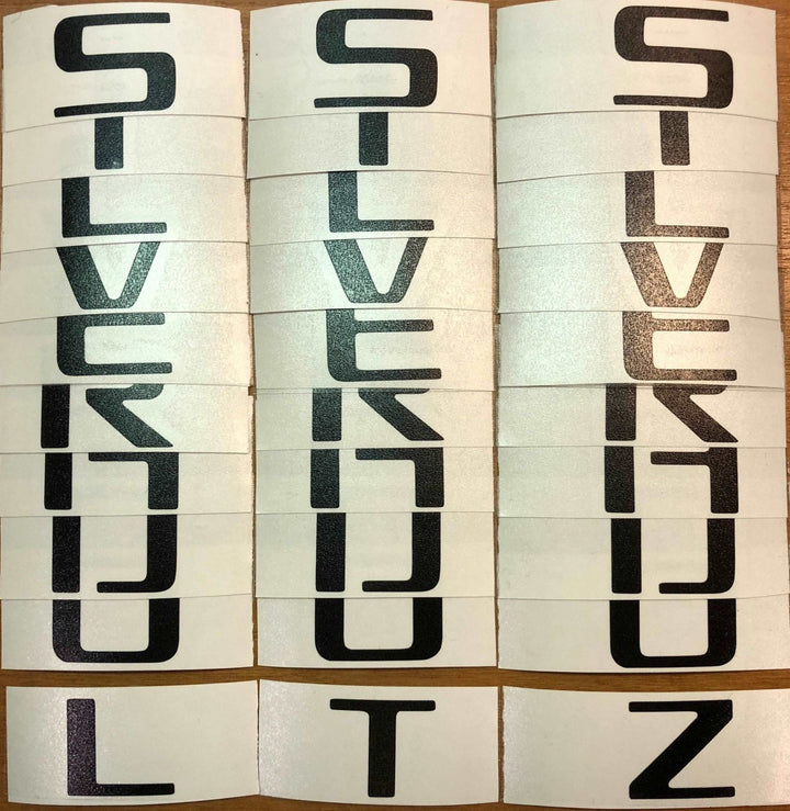 Premium Cast Vinyl Decal Letter Inlays for 2007-2018 Silverado Doors and Tailgate