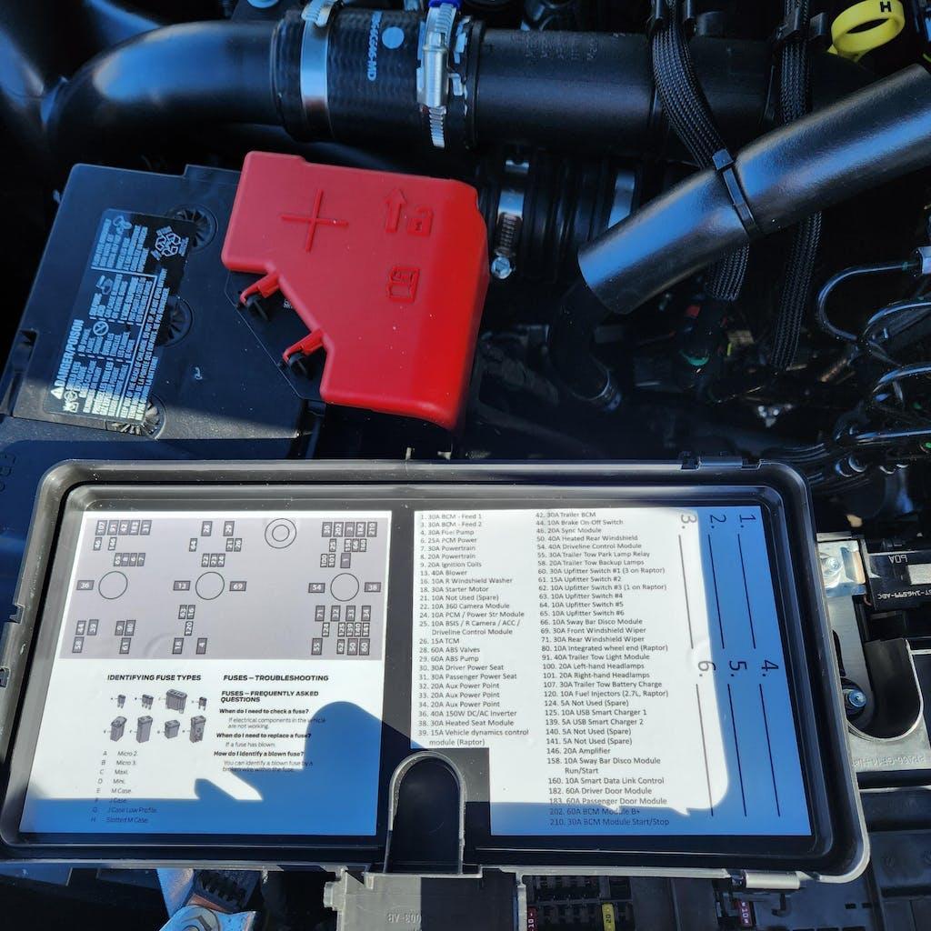 Printed Series Underhood Fuse Box Lid Labels - 2021+ Bronco
